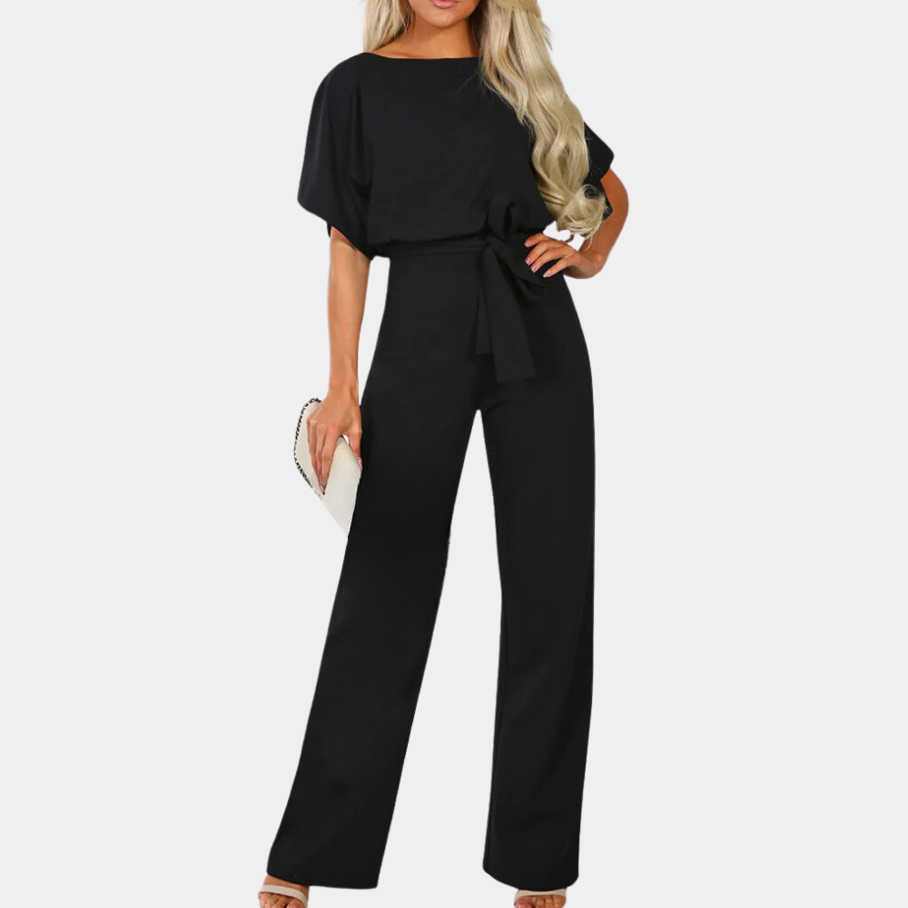 Jumpsuit mit Gürtel für Frauen mit kurzen Ärmeln und geradem Bein
