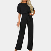 Jumpsuit mit Gürtel für Frauen mit kurzen Ärmeln und geradem Bein