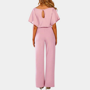 Jumpsuit mit Gürtel für Frauen mit kurzen Ärmeln und geradem Bein