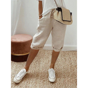 Knielange Damen-Sommer-Shorts mit Kordelzug und Taschen