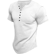 Kurzärmeliges T-Shirt für Männer mit Knöpfen und schmaler Passform