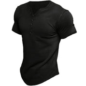 Kurzärmeliges T-Shirt für Männer mit Knöpfen und schmaler Passform