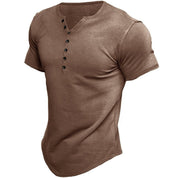 Kurzärmeliges T-Shirt für Männer mit Knöpfen und schmaler Passform