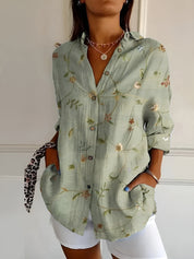 Long-sleeved women's blouse with floral pattern for spring and summer