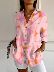Long-sleeved women's blouse with floral pattern for spring and summer