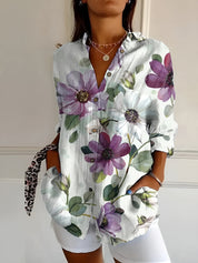 Long-sleeved women's blouse with floral pattern for spring and summer