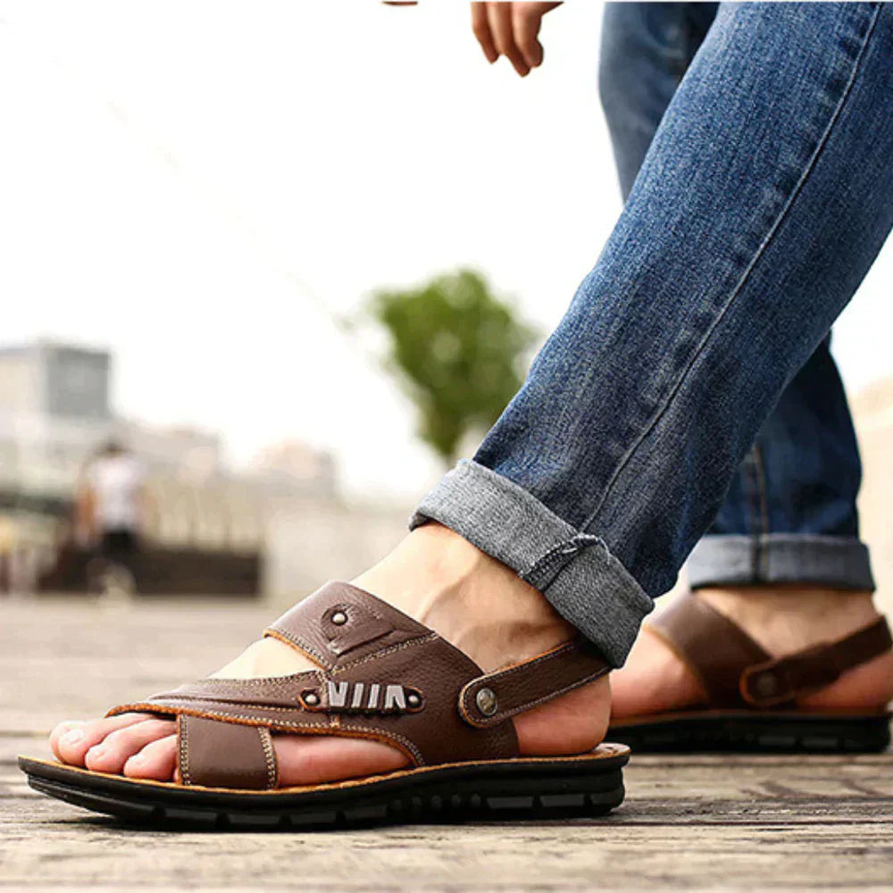 Offene Herren-Sommersandalen mit Riemen und rutschfester Sohle