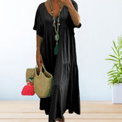 Women's Cotton Dress with Round Neck and Pattern