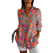 Damen-Bluse mit Kragen und floralem Muster