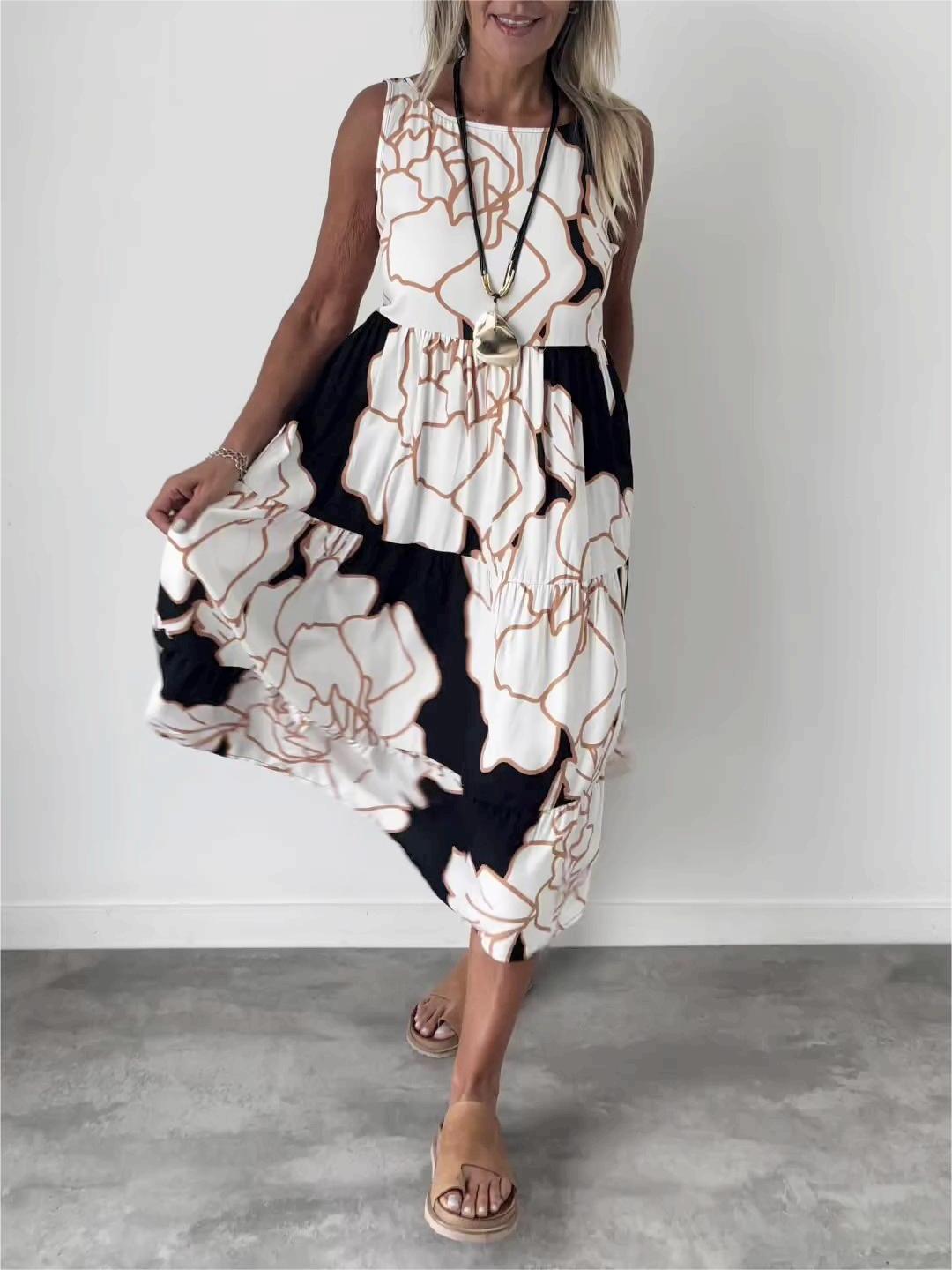 Elegant sleeveless midi dress for women