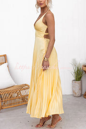 Pleated, sleeveless midi dress for women for spring events