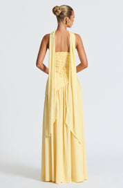 Strapless evening dress for women with a high side slit