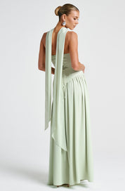 Strapless evening dress for women with a high side slit