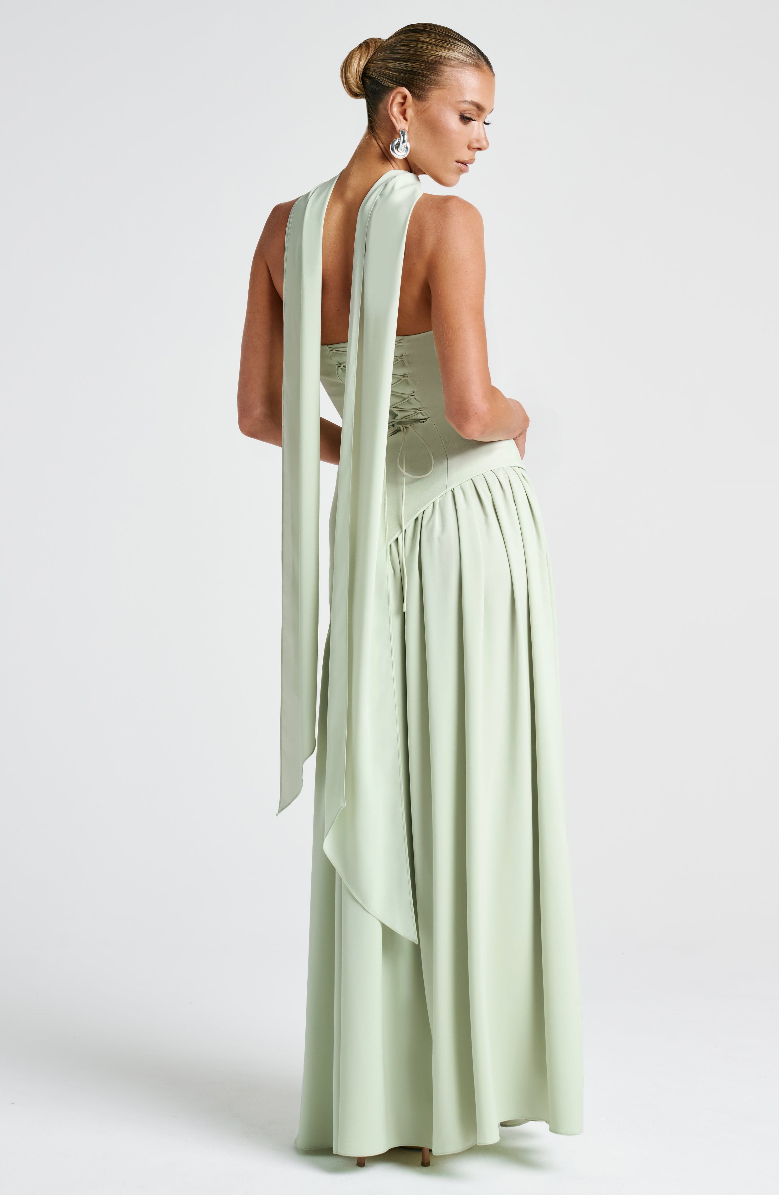 Strapless evening dress for women with a high side slit