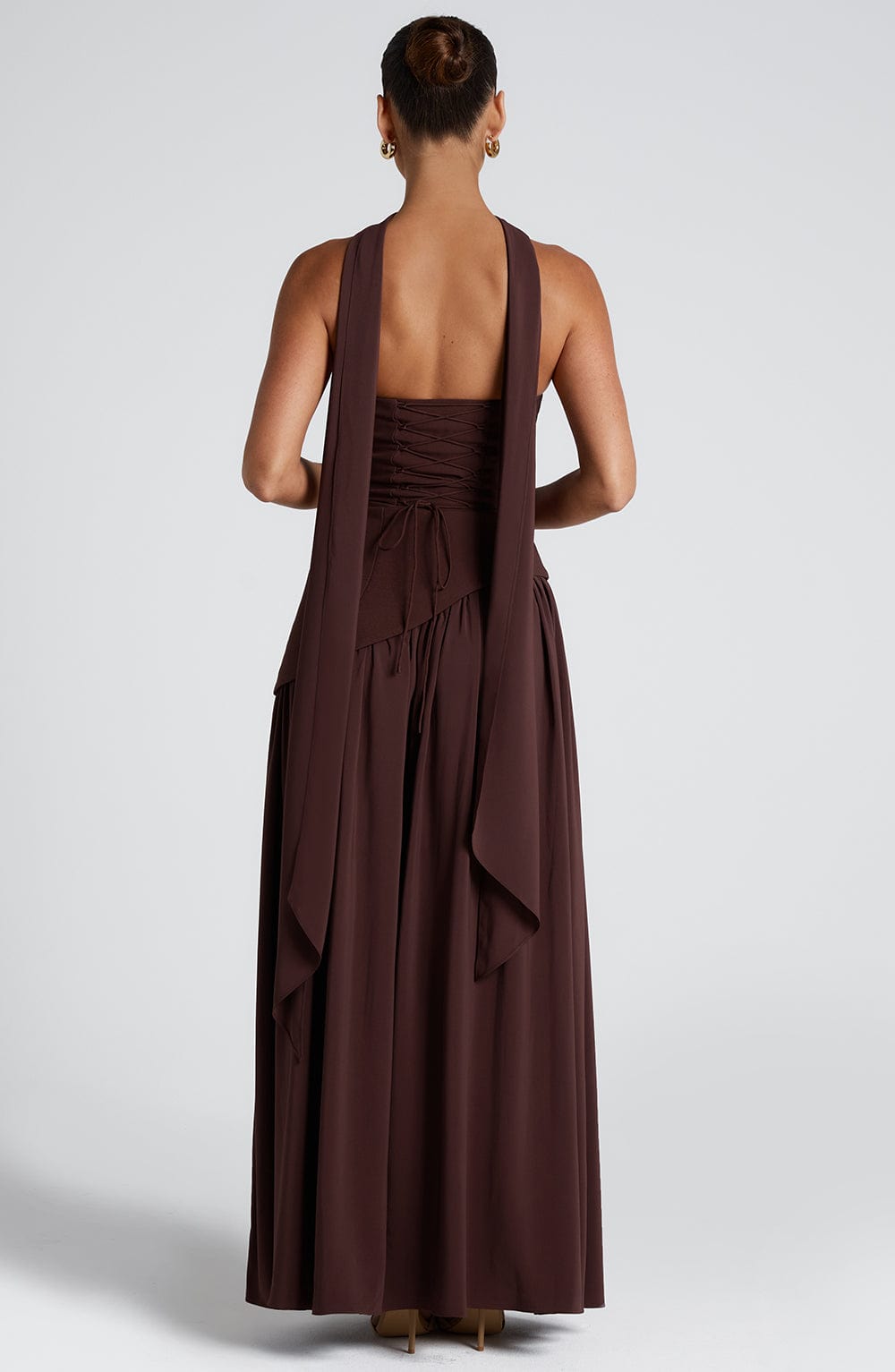 Strapless evening dress for women with a high side slit