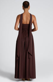 Strapless evening dress for women with a high side slit